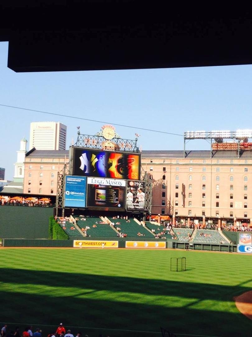 Cashing in on my birthday present. My wife gives me great gifts. Beautiful evening for a ball game.