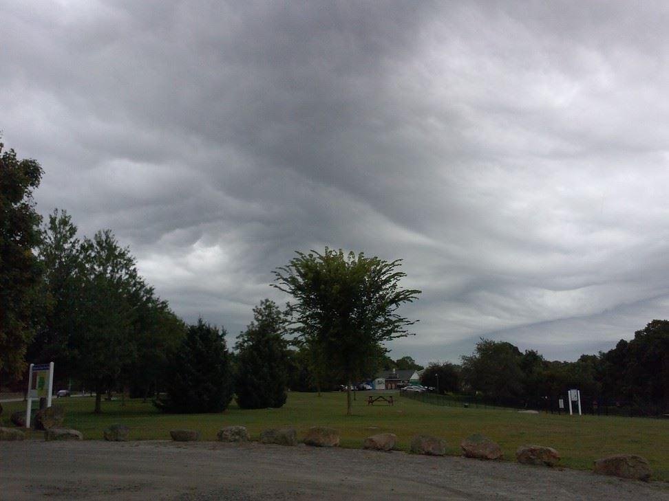 Crazy clouds at Waterford Dog Park with Kismet