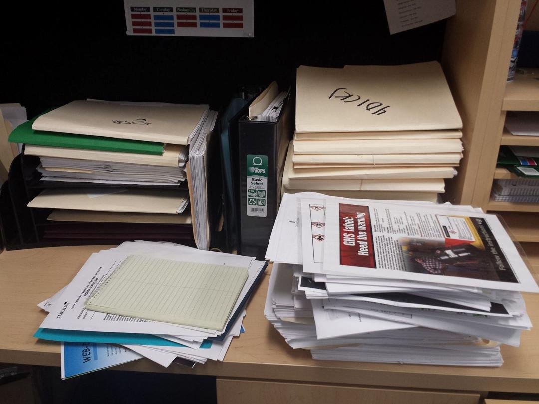 The person I replaced had a great way to approach filing - when stuff piles up, shove it in a folder and stack it up somewhere. No wonder she never let anyone in her office. Stuff hasn't been filed going back to summer of 2