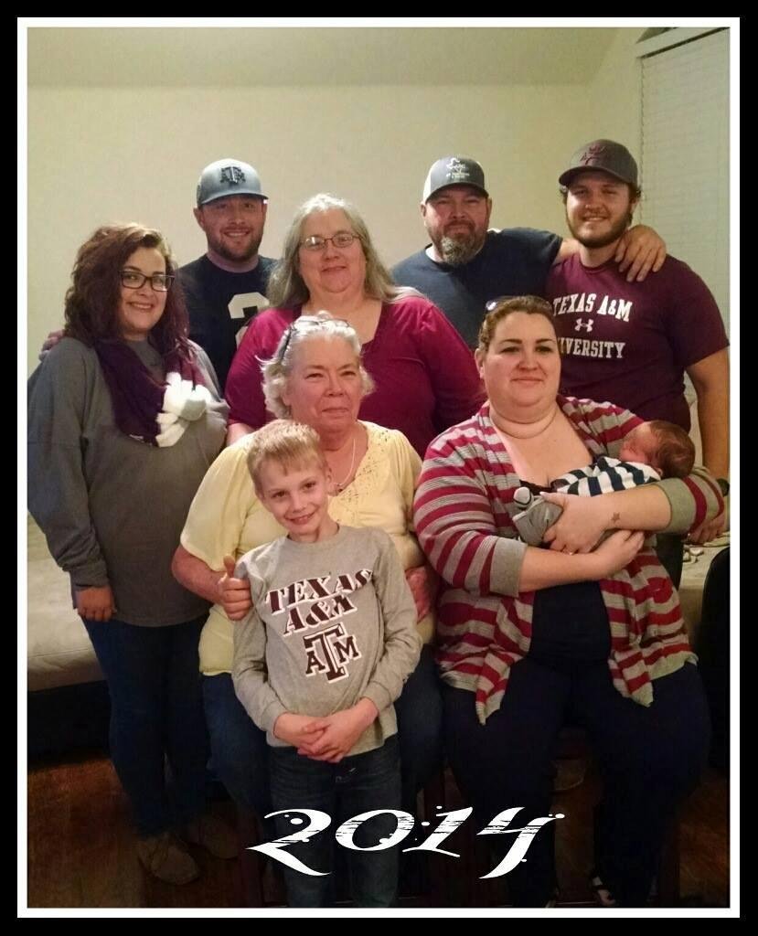 Christmas Day with my daughter, son, grandchildren and new great grandson - Nannette Sanderson, Tommy Sanderson, Sheila Remmert, Mark Sanderson, Rachael Mueller, Aiden Mueller, Thomas Sanderson, Myranda Sanderson, Warren L