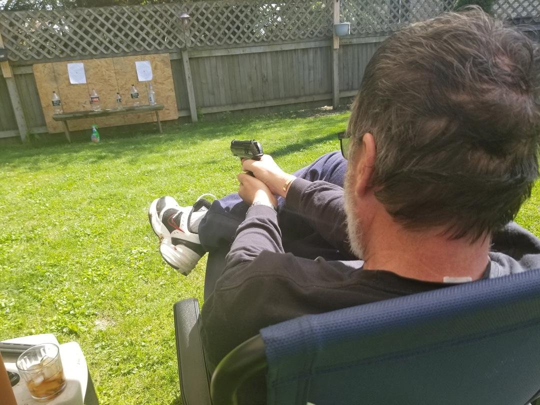 A few cocktails in the yrd with bb guns not the real thing but still fun!