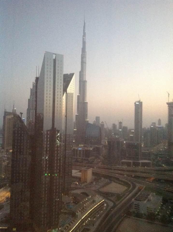 Dubai at dusk from our apartment window.