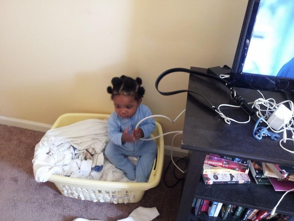 Playing in clean clothes....yes I crawled in by myself.