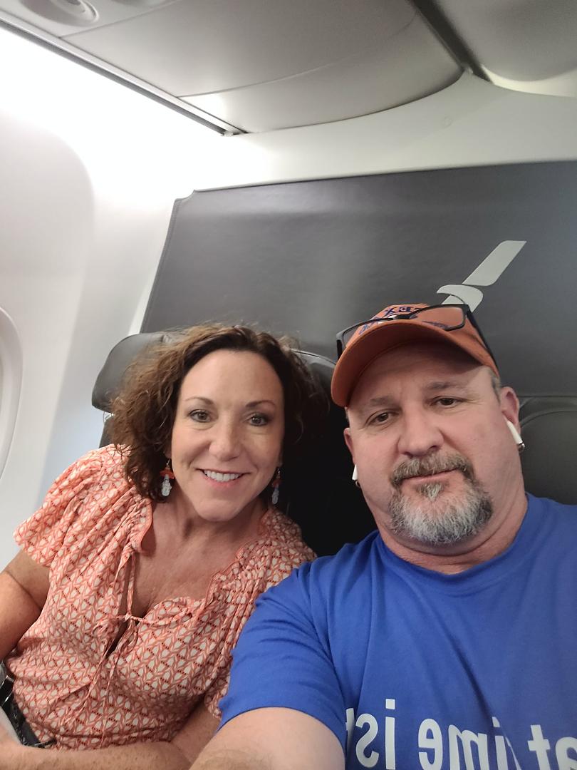 Kelly Stevens Johnson and I are about to take off! Jamaica here we come, hope your ready for us! See you soon Barb & D!