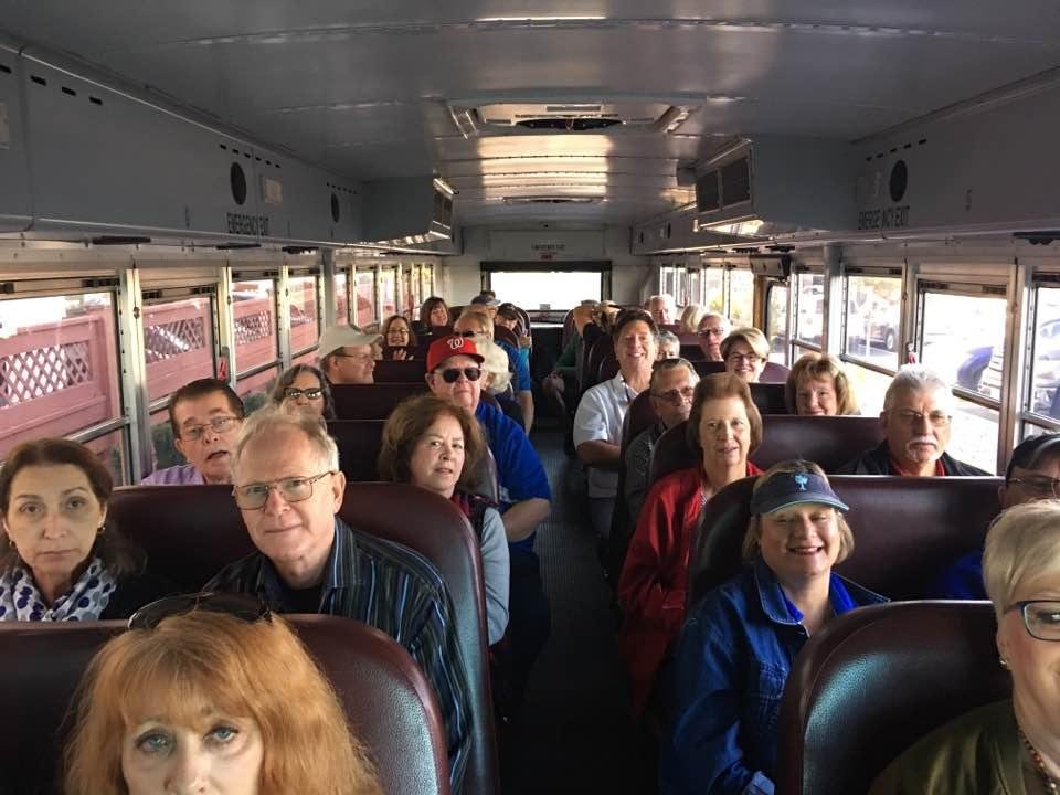 On the yellow school bus heading to Assateaque Island for our reunion lunch and seeing the ponies. Funny how the bus filled up from the front to back instead of how we did it 50 years ago 😜