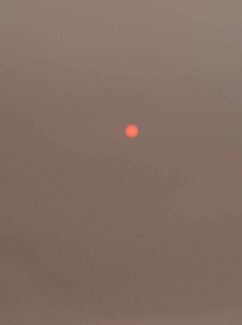 Picture of the moon a couple of days ago, it wasn't dark yet, just real smoky from all the fires.