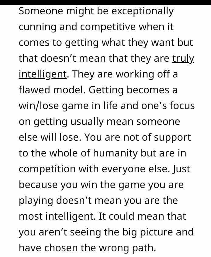 Trump is not aware of reality he is cunning and competitive like most rich people but he hasn't the self-awareness that happiness and satisfaction in life is not gained by hurting others!