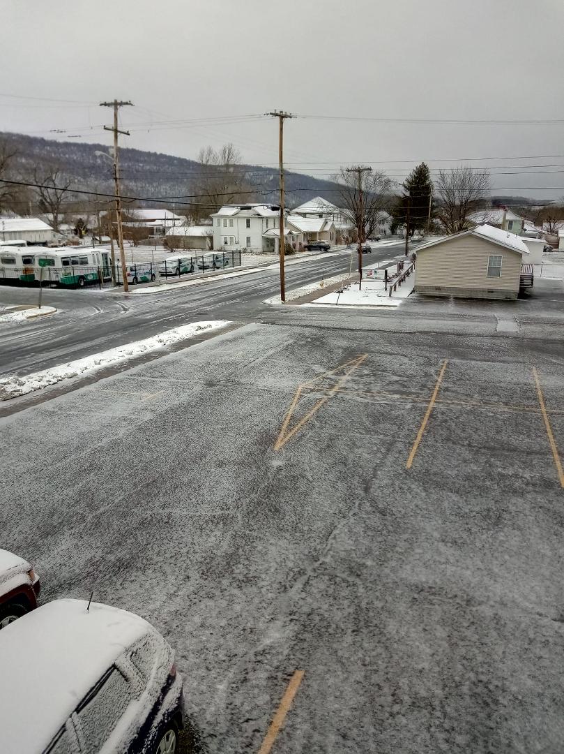 We got a layer of f ice with a dusting of snow.