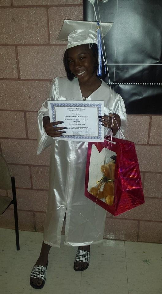 My daughter Diamond graduate today from Jr high school getting prepare for high school come September Congratulations always think smart and have big achievement
