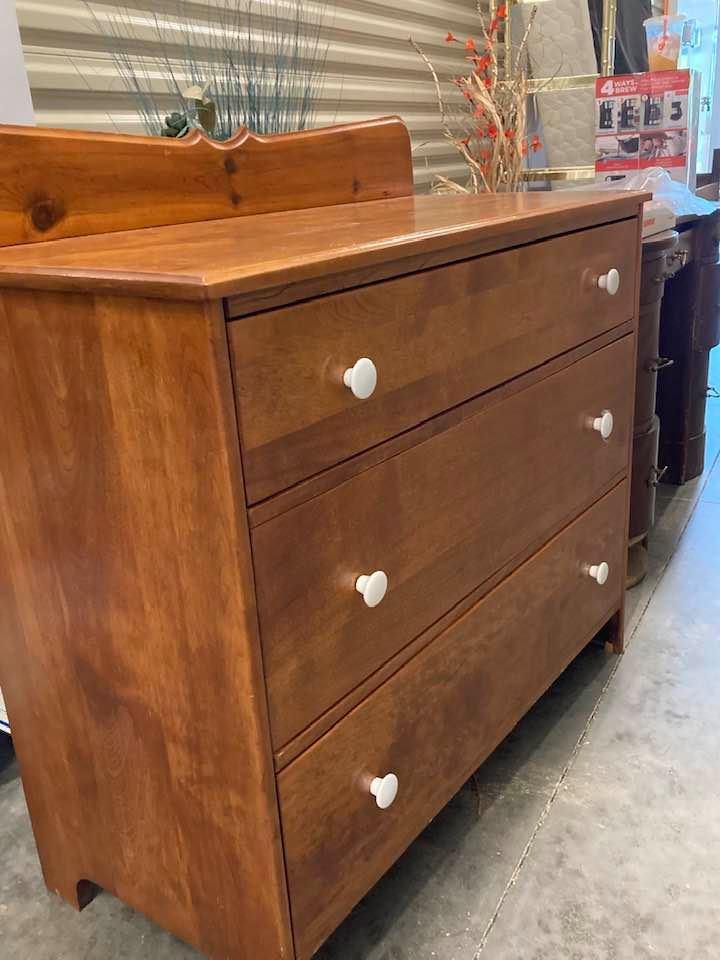 Three drawer Chest of drawers with dovetailing. In Oak $100 firm