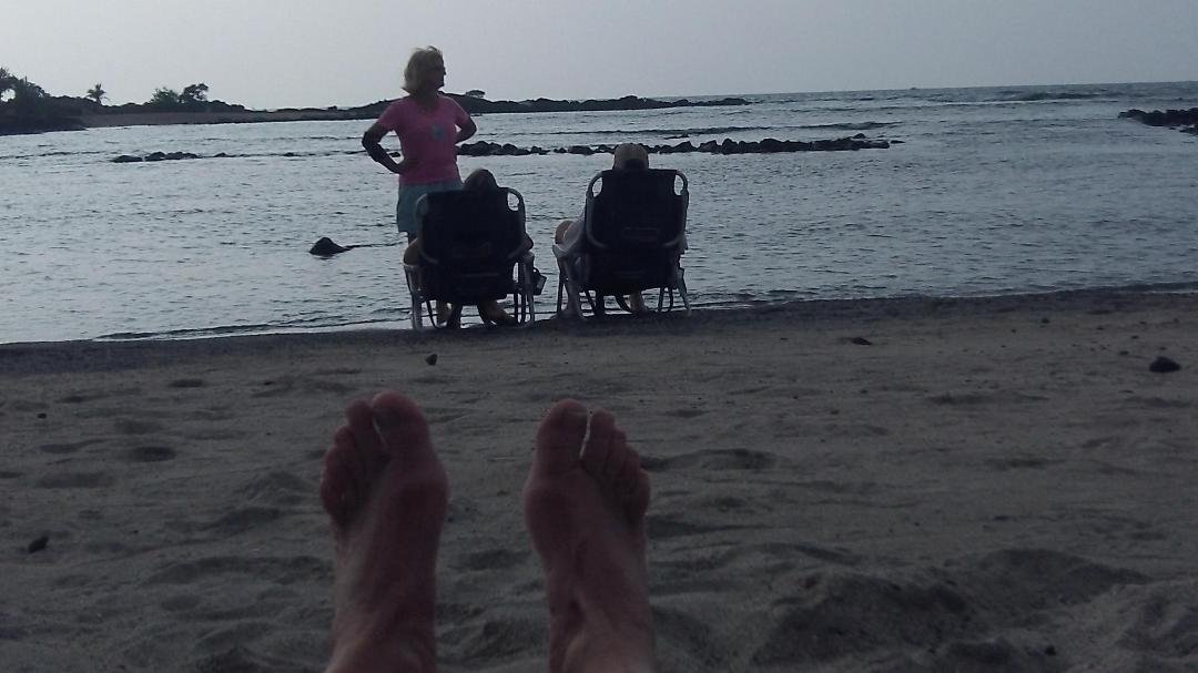 Someone told me that when the weather gets snowy, pretend you're on a beach and . . . oh wait! I'm on a beach in Hawai'i. Aloha!