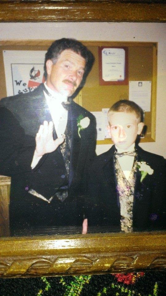 My youngest son Morgan and I at my daughter Aleasa wedding, just a few years ago.
