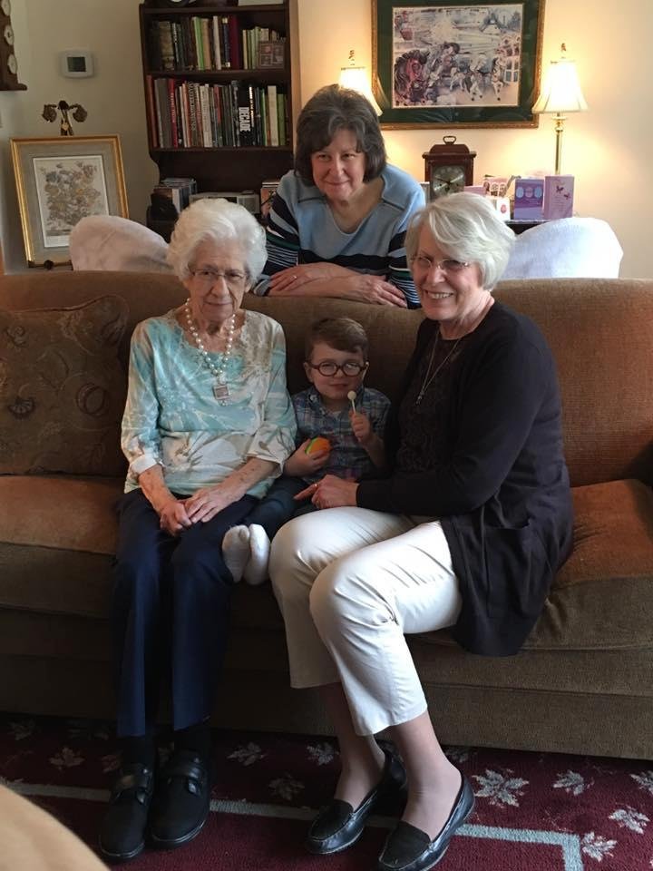 Henry and his two grand mothers and great grandmother on the left.