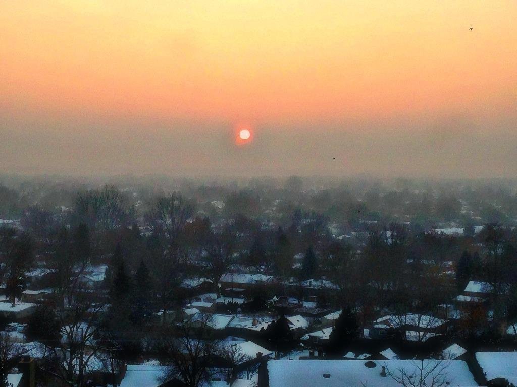 Boise's impressionist sunset tonight---pretty but very dirty air...