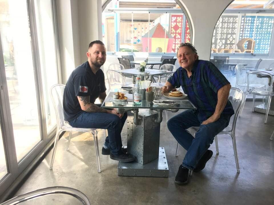 Breakfast with son Casey - Manama, Bahrain