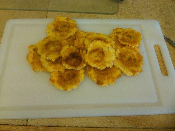 Fried Plantanos...(after first fry)...looking good so far..
