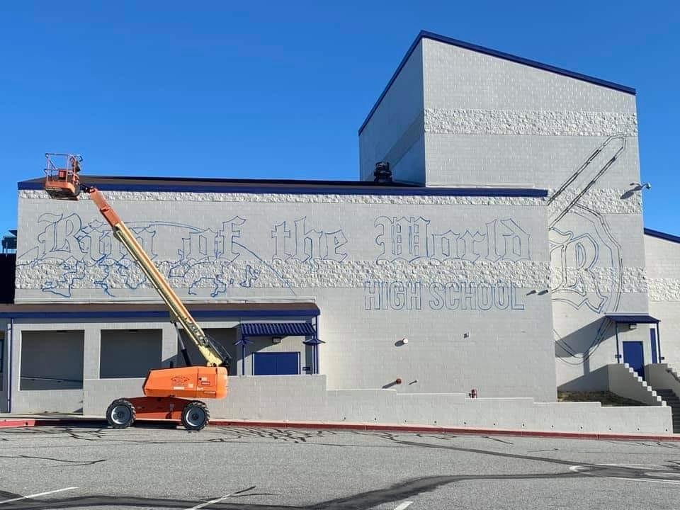 This is happening at the high school. One of two new murals.