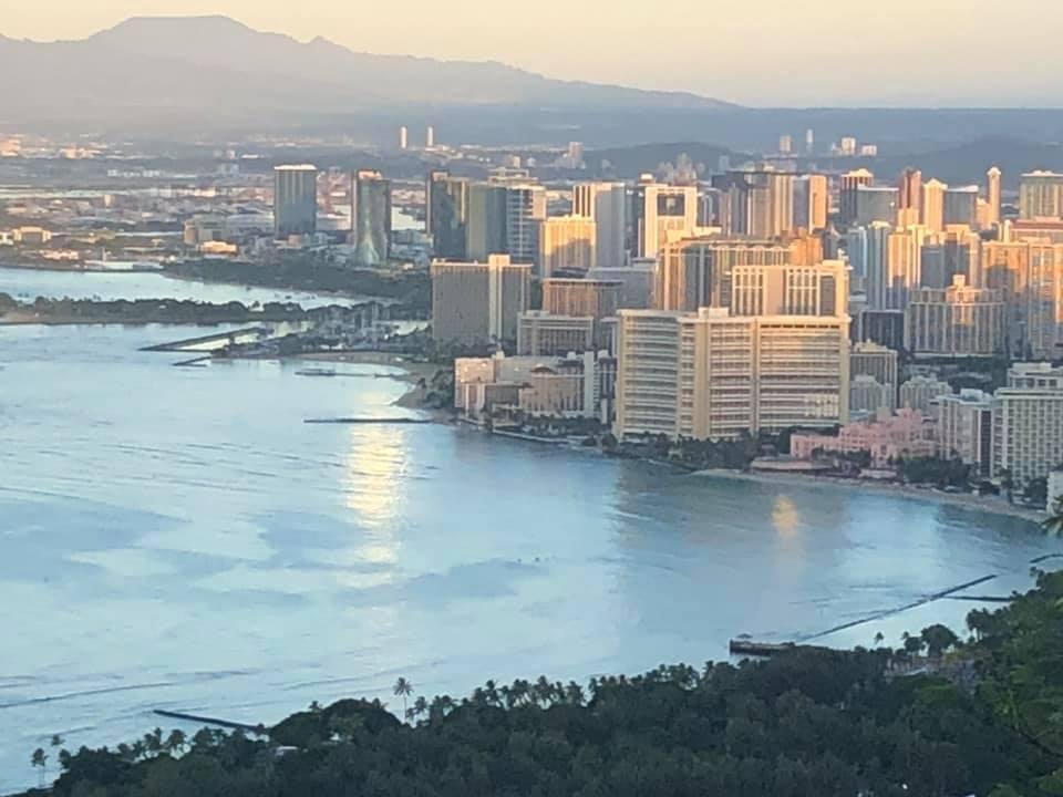 Sunrise hike up Diamond Head Summit Trail with a billion Asian tourists.