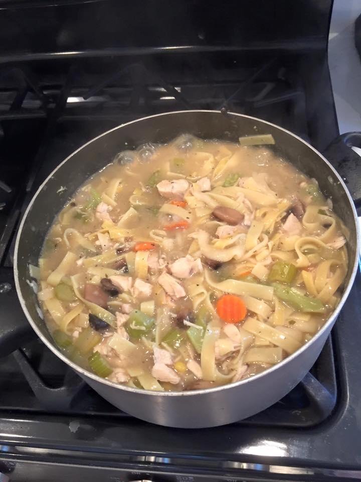 Making homemade chicken noodle soup for my brother-in-law, Jerry Yugovich, who is sick today.