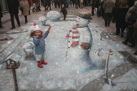 3-D sidewalk art. Incredible!