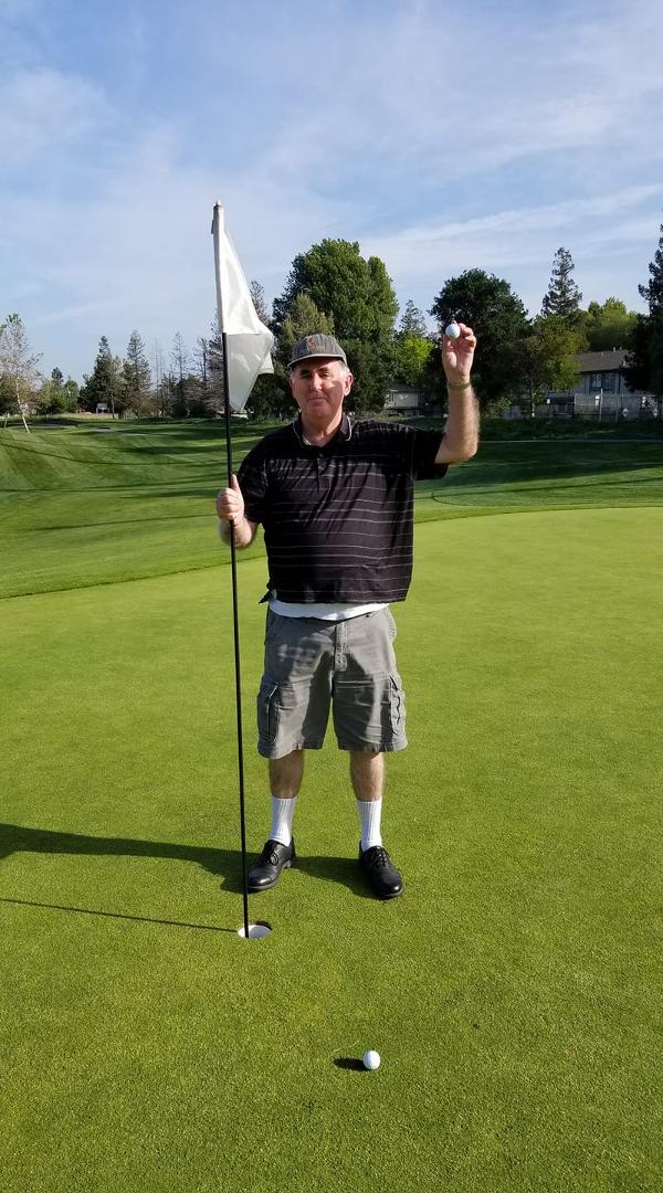 Hole in one! Hole in one! I got a hole in one! Los Lagos Golf Course in San Jose, California, hole number 13, 153 yards. My first!