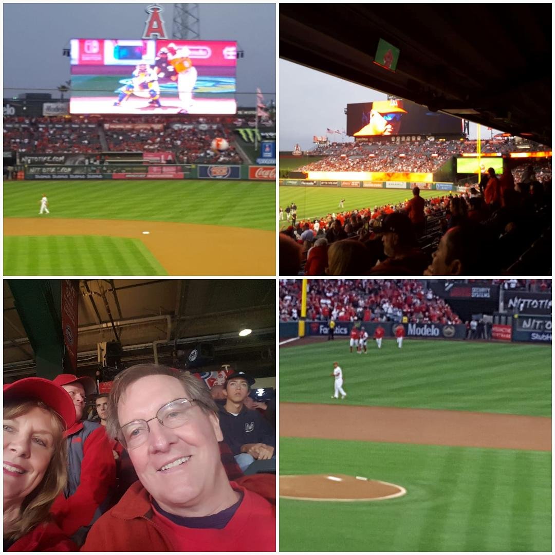 Opening night for the Angels! Jered Weaver threw out the 1st pitch with his son! New scoreboards are very bright!