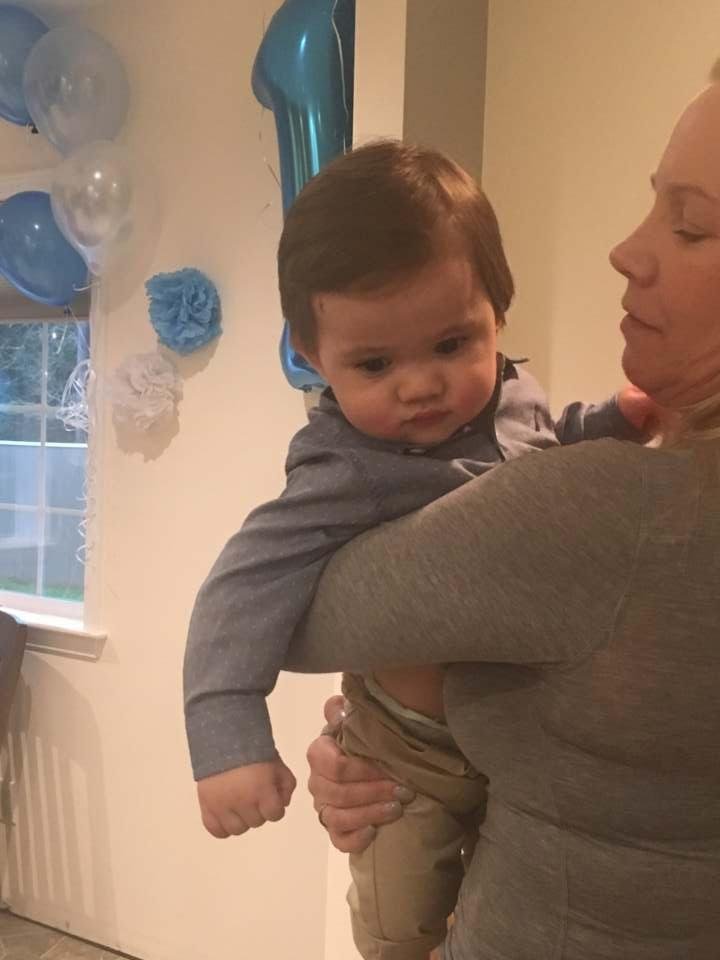 Grandma and Elijah on his 1st. birthday.
