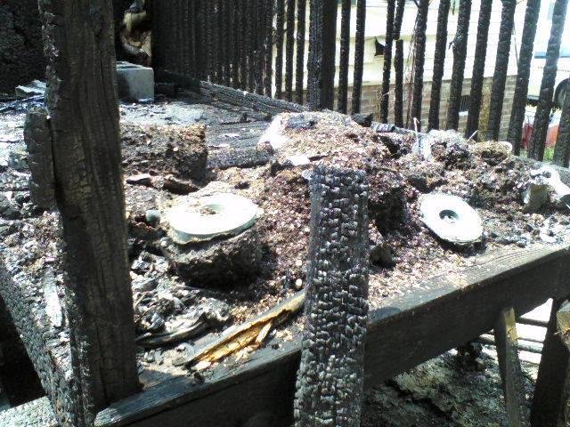 The circle items are the plastic bottoms of plants that were on the deck.