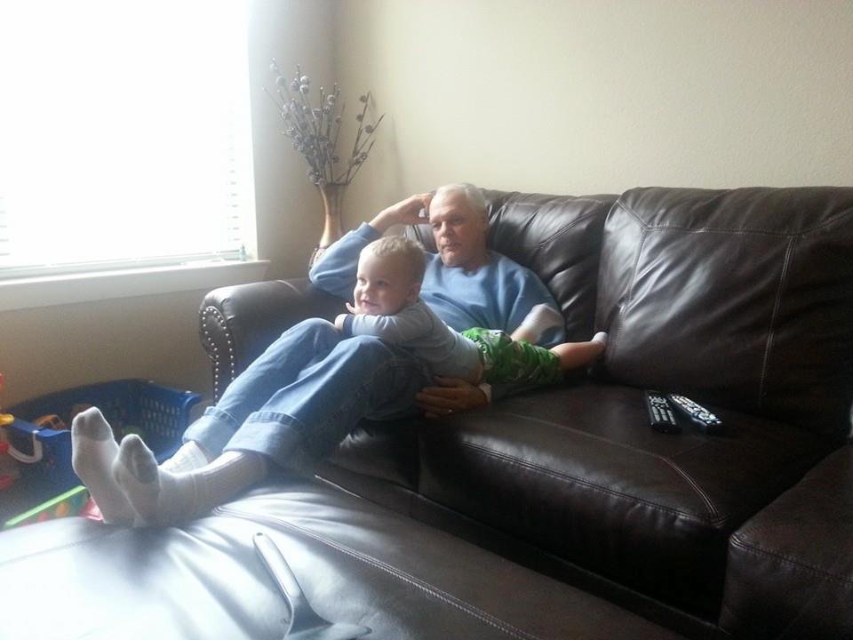 This is our great grandson watching Let's Makes A Deal with Kenneth.