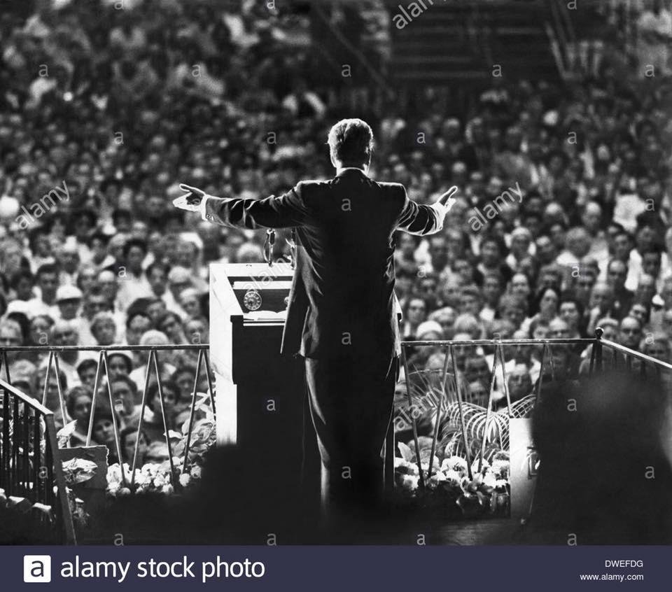 Christian evangelist Billy Graham preaching at the Miami Beach Convention Hall on March 6, 1961 in Miami Beach, Florida, USA.
I was here with my brother, Tom - it left an indelible impression on me at the age of 11.
