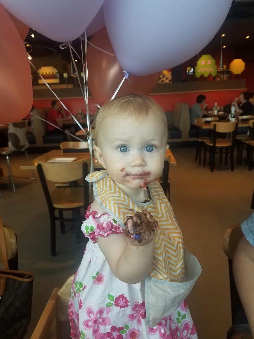 Just like that she's one!🎉👶🏼👧🏼 I remember being so nervous about a wedding and your birth being planned so close together. I'm very happy that you came when you did and I got to see my second daughter's wedding and my 