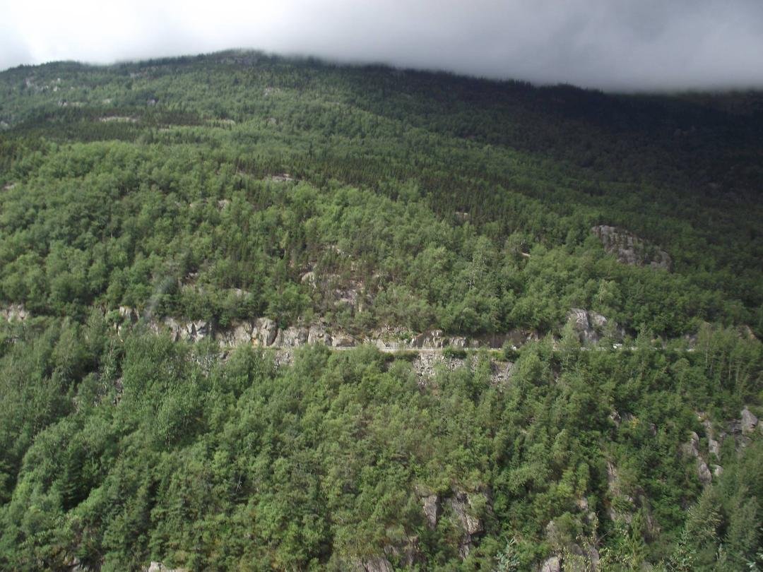 A roadway across the valley from our train.
