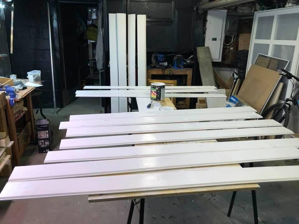 Project update # 3.1: today was raining so builder moved inside to paint