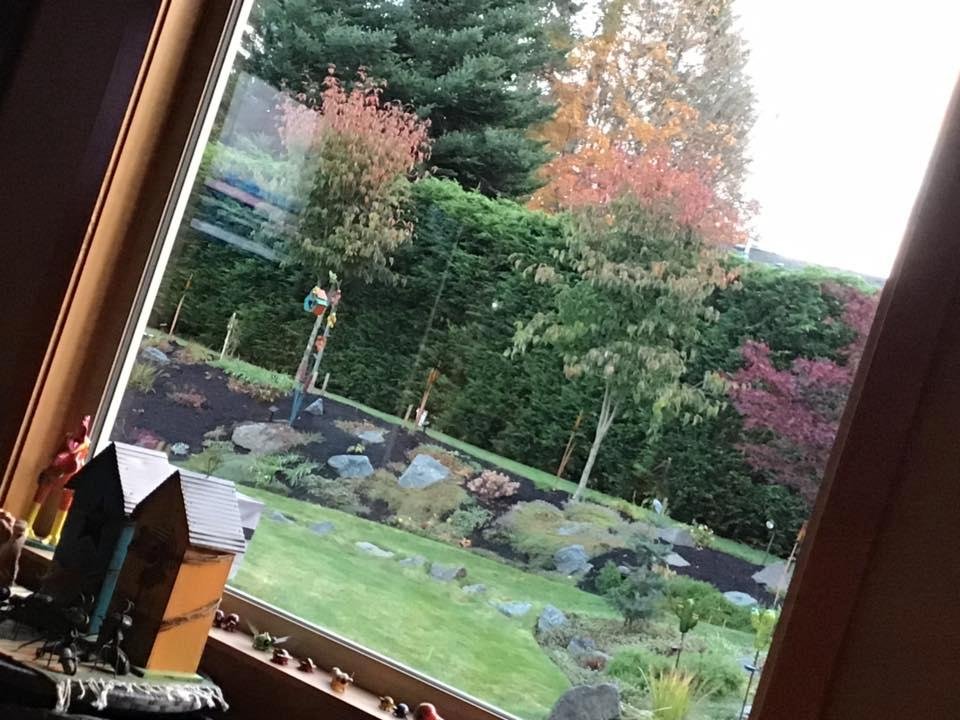 Sipping coffee and Carolyn’s in bed and enjoying our back yard view. Life is Good!