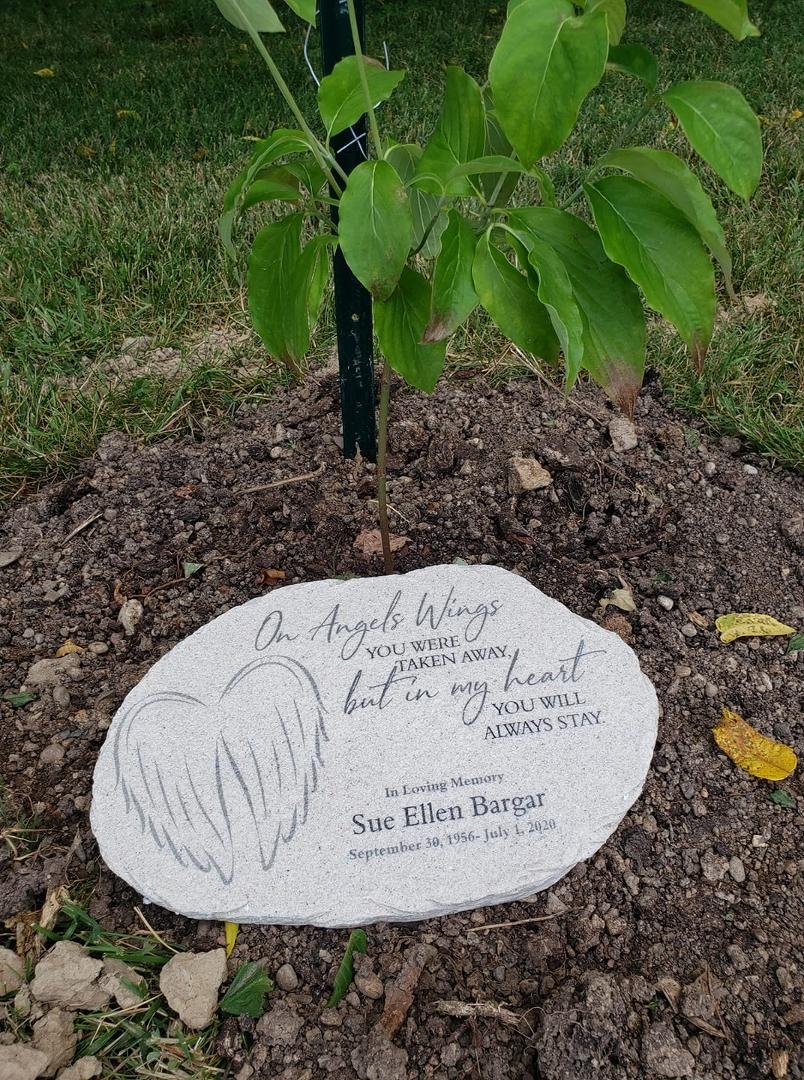 Thank you to everyone for you kind words and thoughts. A dogwood tree and a plaque presented to me in Sue's memory.