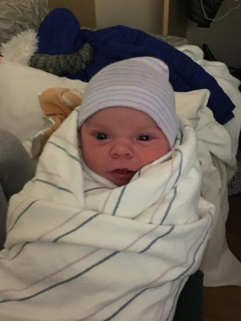 Lillianne Mae Crane arrived this morning at 2:40am. She weighs 7lbs. 5 oz. and is 19 3/4 inches long. Welcome to the world, Baby Girl! 💞🎈🎉💜