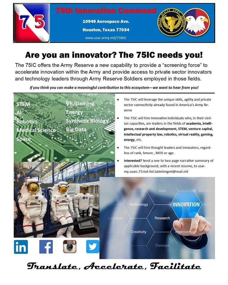 BRIGADIER GENERAL POWELL COMMENT TO 75TH INNOVATION COMMAND I GUESS WE WILL SEE WHAT HAPPENS FUTURELY AROUND 2042 LOG:
I ALREADY KNOW WHO AND WHERE YOU AREEEEEEEEEEEEEEEE IN MY HOME STATE.
75th Innovation Command-Army Res