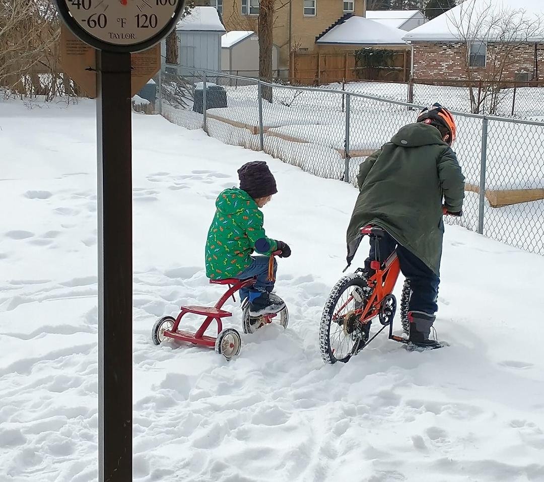 Monkey see monkey do. I would like to introduce you to my grandsons, the true and actual snowbirds.
