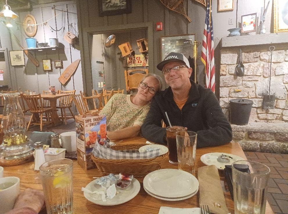 Made it to Winchester Va having dinner with my Nephew  and his wife at Cracker Barrel