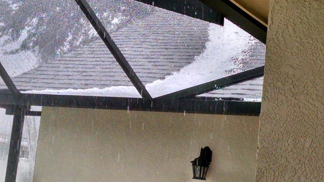 Our hail storm yesterday. Temp dropped from 90+ degrees to 75!