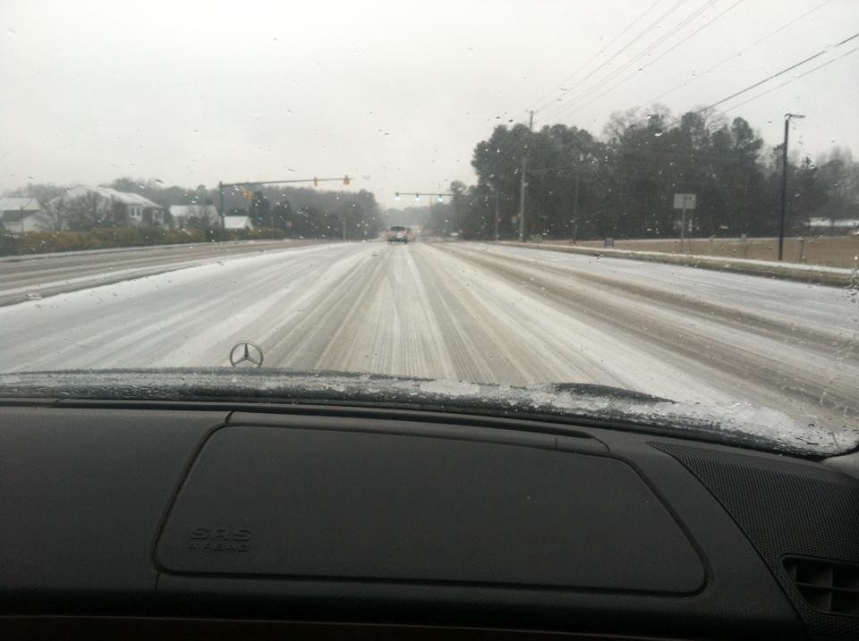 On my way to send money to my kids, driving on nothing but ice.