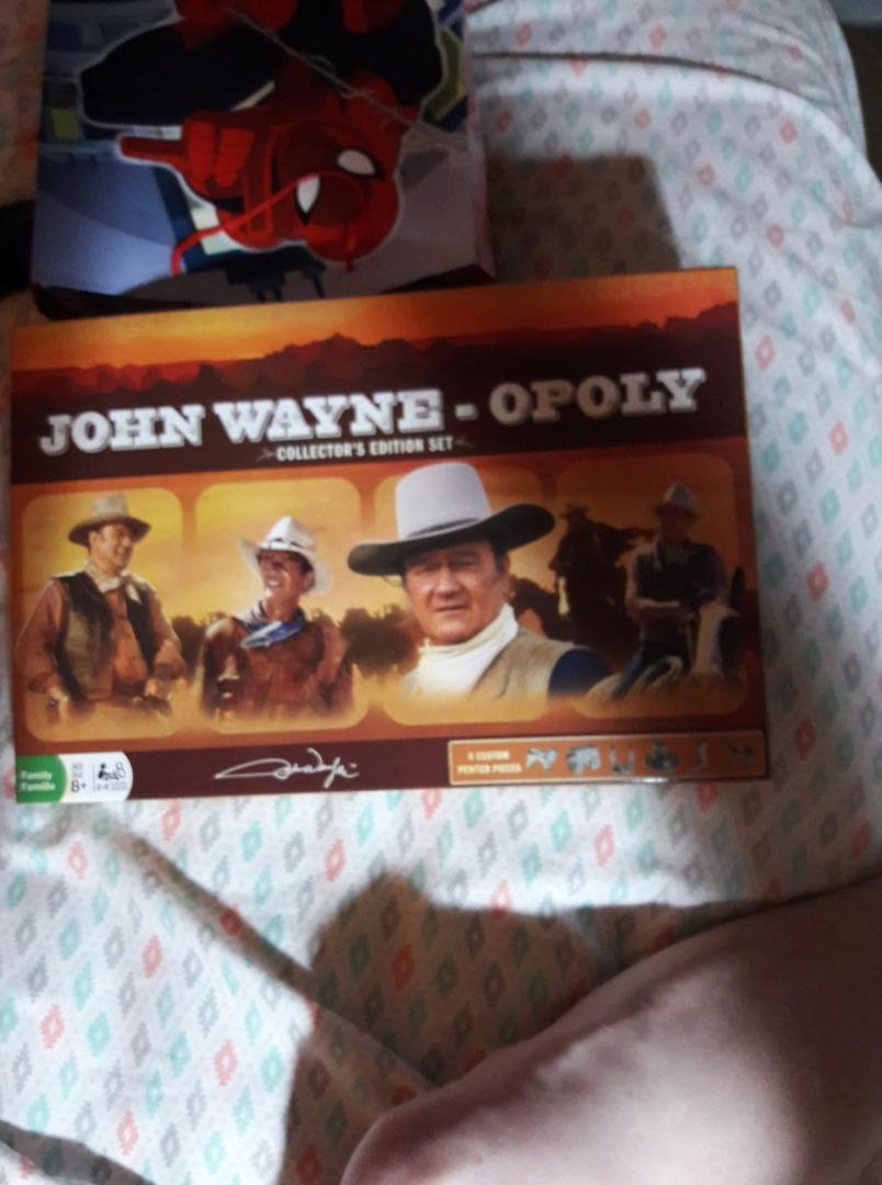 My kids love me. I received this today for Father's Day. I collect Monopoly games, all types including many from countries I have been in. But a John Wayne, wow.