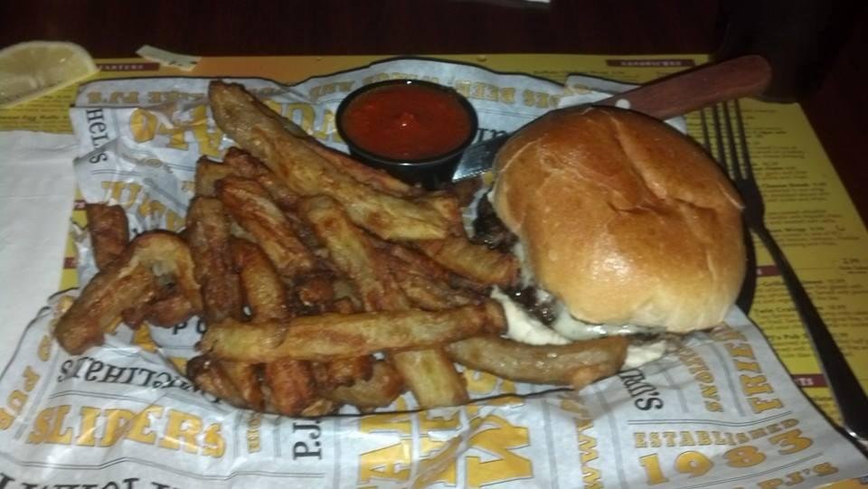 Bison burger with eggplant fries :)