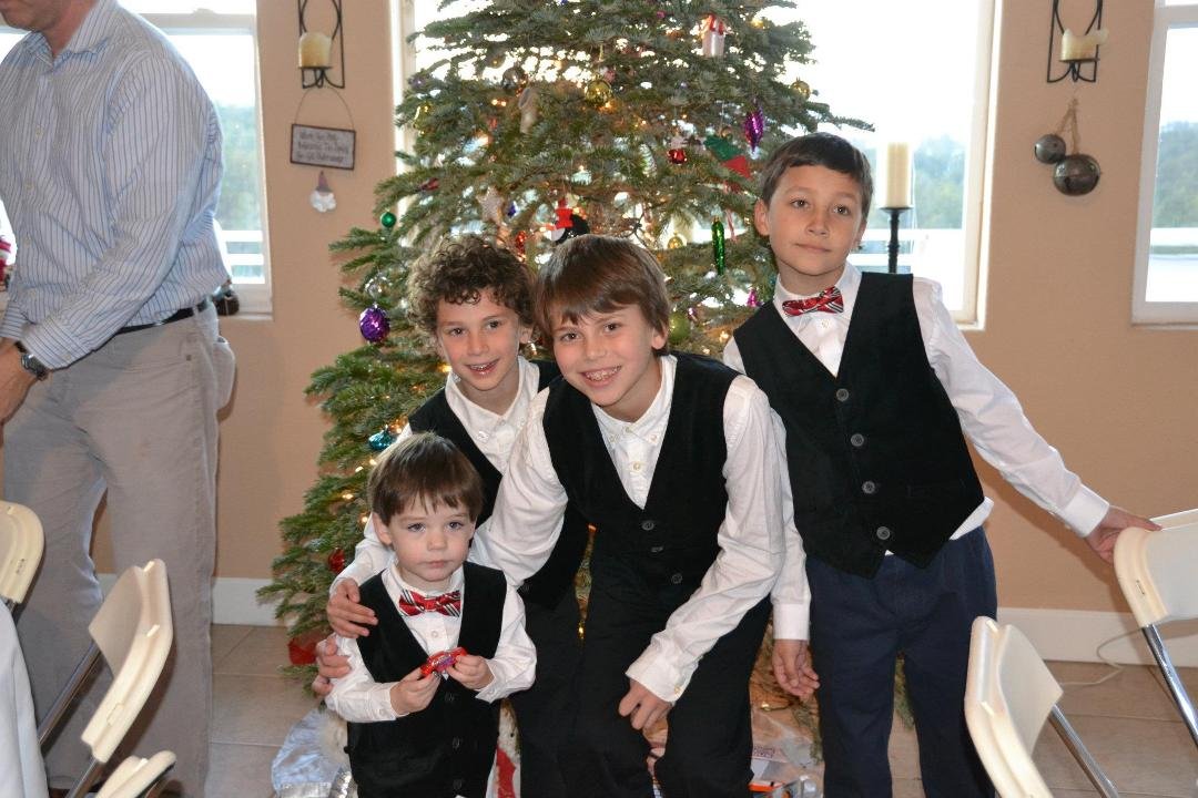 All the boys pause for a moment