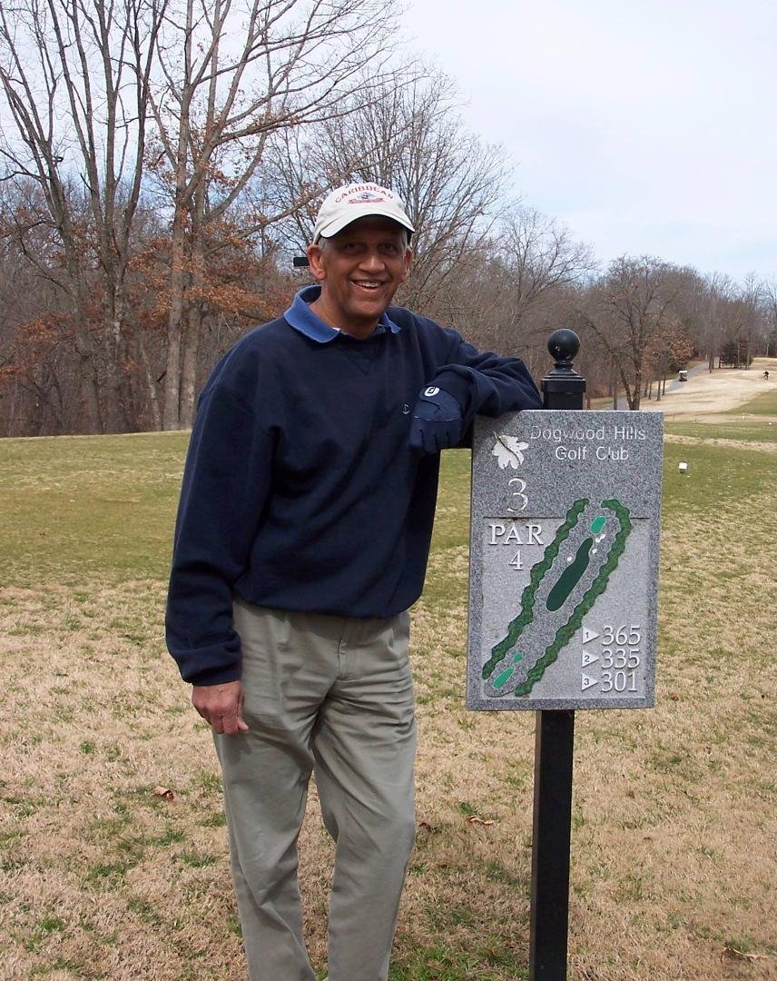 Golfing with my brother, Rob Betty Schrader after celebrating my Dad's 80th birthday in Bella Vista, AR