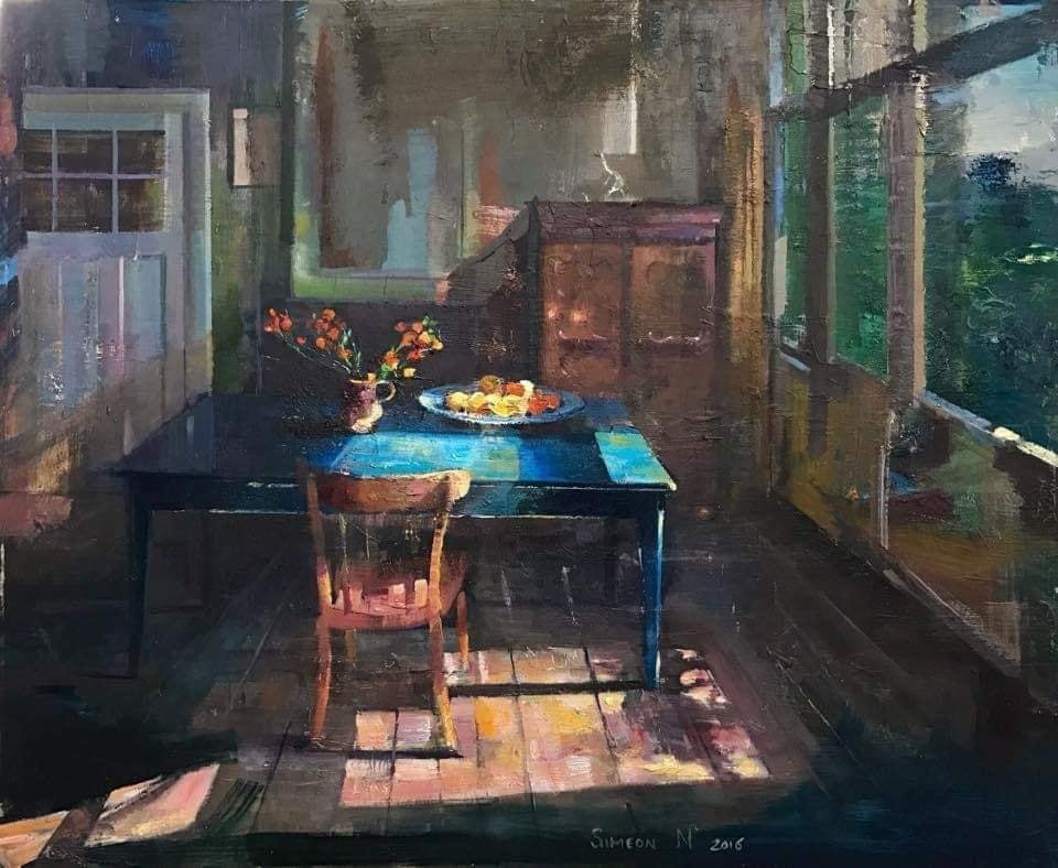 Simeon Nijenhuis (Dutch painter) b.1969
A Friend's Interior (2015)
Oil on panel 50 x 60 cm
