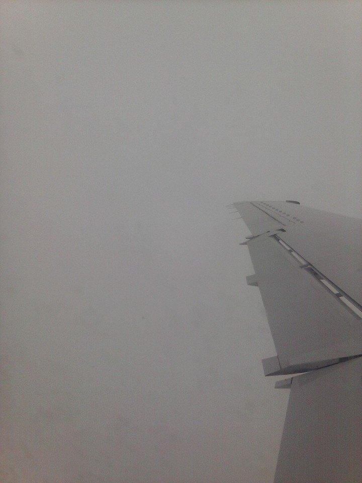 In the clouds over Detroit.