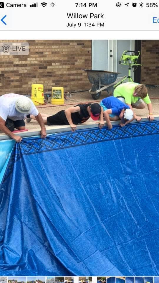 The boys helping Grandpa redo the pool for swim 🏊🏻♂️ fun!
