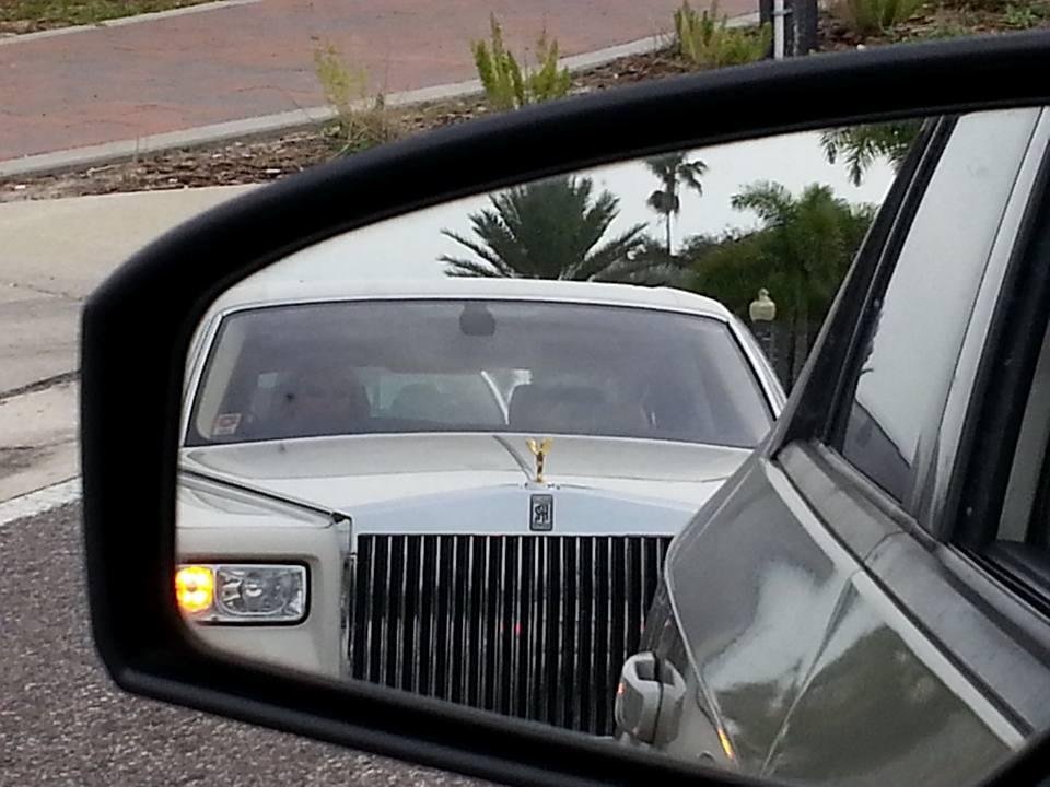 A Bentley in front, Lamborghini to the side, and a Rolls-Royce in back. My little Nissan is jealous.......