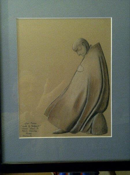 Death of St Gregory VII after Manzu, bronze door, Vatican....graphite